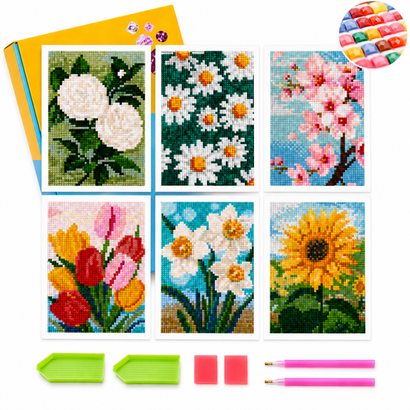 12x17cm Square Diamond Art Multi-Pack Collection, 5D Diamond Painting for Beginners