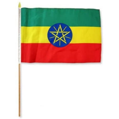 12x18 12''x18'' Ethiopia Star Stick Flag Wood Staff Best Garden Outdor Decor Polyester Material Flag Premium Vivid Color and UV Fade Resistant