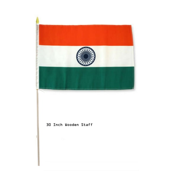 12x18 12"x18" India Country Stick Flag 30" wood staff