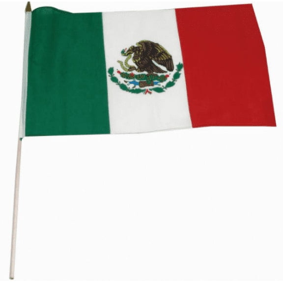 12x18 12"x18" Mexico Mexican Stick Flag wood staff (24 inch staff)