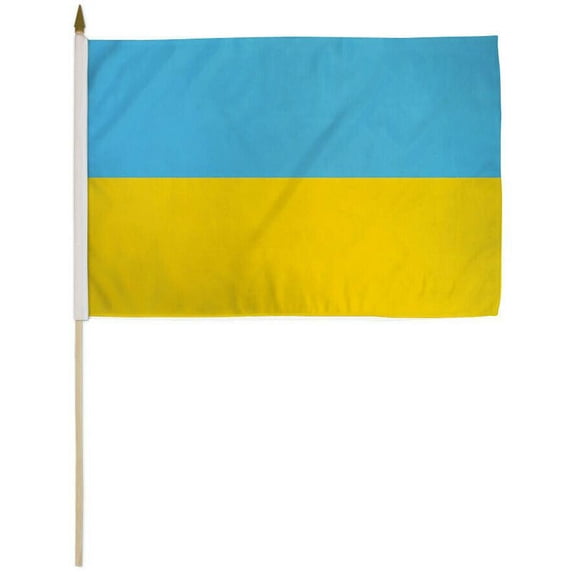 12x18 12"x18" Ukraine Plain Stick Flag wood Staff