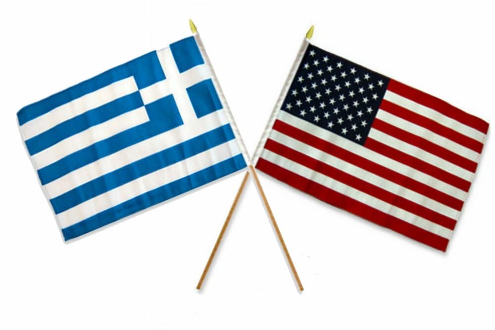 12x18 12"x18" Wholesale Combo USA American & Greece Greek Stick Flag