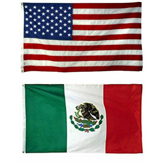 12x18 12"x18" Wholesale Combo USA American & Mexico Mexican Flag Grommets
