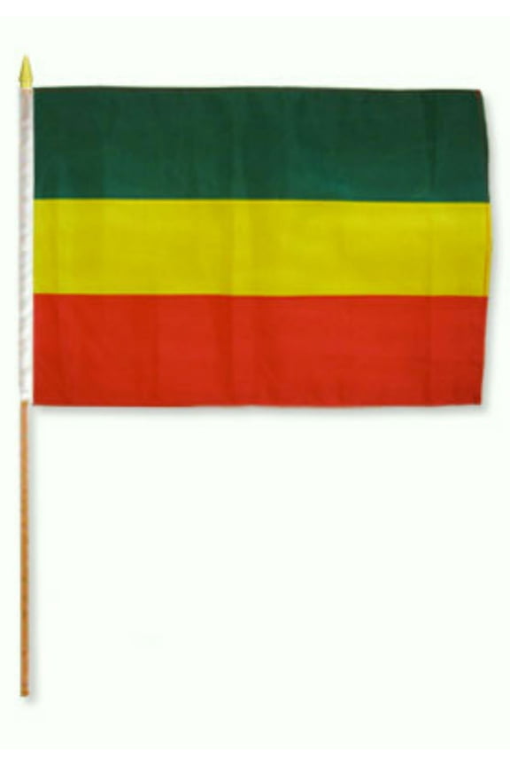 12x18 12"x18" Wholesale Lot of 12 (Dozen) Ethiopia (Plain) Stick Flag wood staff