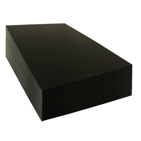 12x18 4mm Corrugated Plastic Sheets 25 Pack Black Waterproof Lightweight, Blank Boards Double Sided for Lawn Signs, Garage Sales and Real State. Various Sizes, Colors by WholesaleArtsFrames-com