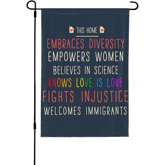 12x18 Black Lives Matter BLM Garden Flag - Double Sided 'Hate Has No Home Here' & 'Love Is Love' LGBT Pride Flag - Science Is Real, Kindness Be Kind - Women Rights