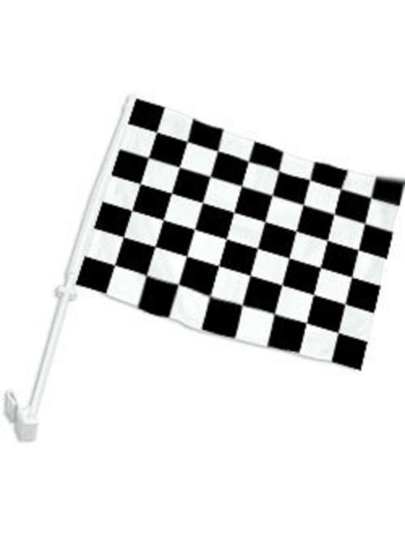 12x18 Black White Checkered Double Sided Car Window Vehicle 12"x18" Flag (FI)