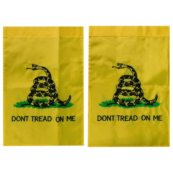 12x18 Embroidered Gadsden Yellow Snake Double Sided Nylon Sleeve Flag 12"x18"