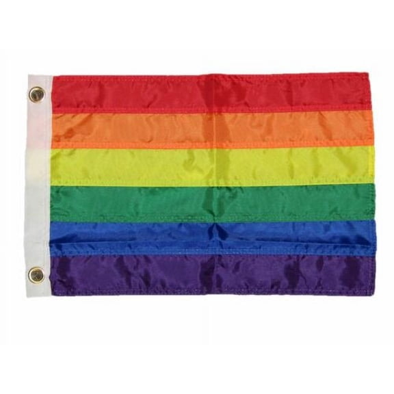 12x18 Embroidered Gay Lesbian Rainbow Premium Nylon 12"x18" Boat Flag grommets