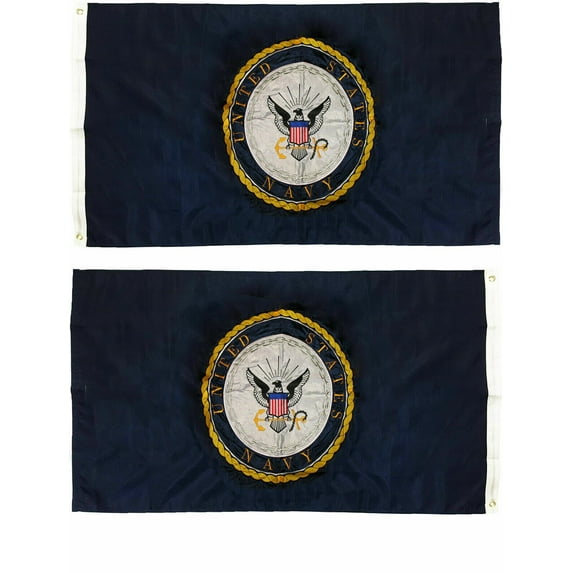 12x18 Embroidered Sewn US NAVY EMBELM DOUBLE SIDED Nylon Flag Grommets LICENSED