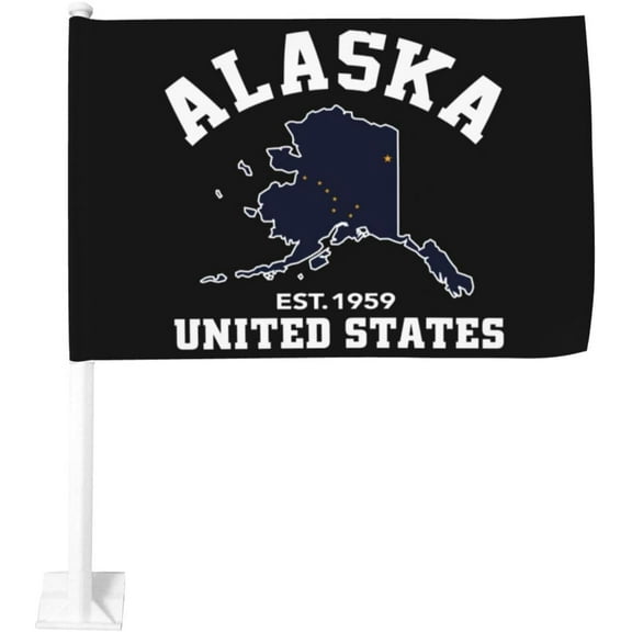 12x18 In Flag For Car Alaska Est 1959 Patriotic Flag Car Flag Double Sided Window Clip Fade Proof Window Clip Flag Waterproof Car window flags (Without Flagpole)
