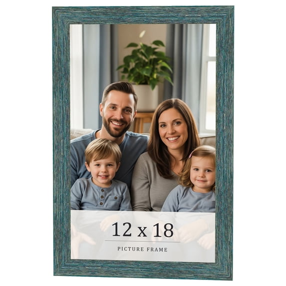 12x18 Frame Blue Rustic Barnwood Solid Wood Picture Frame Width 1.25 Inches | Interior Depth 0.5