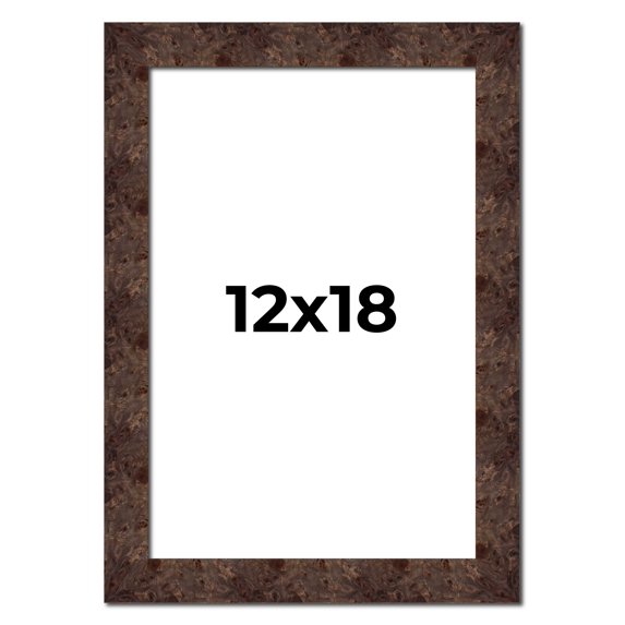 12x18 Frame Brown Burl Real Wood Picture Frame Width 1.625 Inches | Interior Frame Depth 0.5 Inches