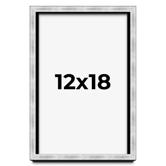 12x18 Frame Brushed Silver Solid Wood Picture Frame | 0.75 Inch Moulding Width | Rabbet Depth 0.75