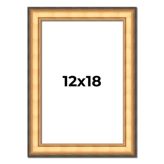 12x18 Frame Gold Plein Aire Solid Wood Picture Frame Width 2 Inches | Interior Frame Depth 0.5