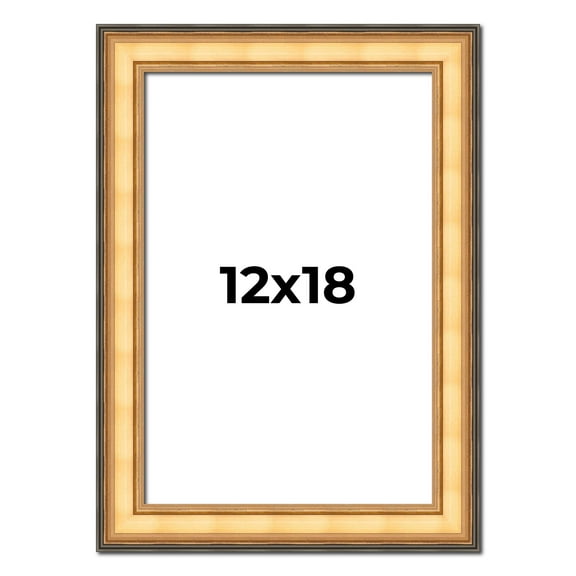 12x18 Frame Gold Plein Aire Solid Wood Picture Frame Width 2 Inches | Interior Frame Depth 0.5