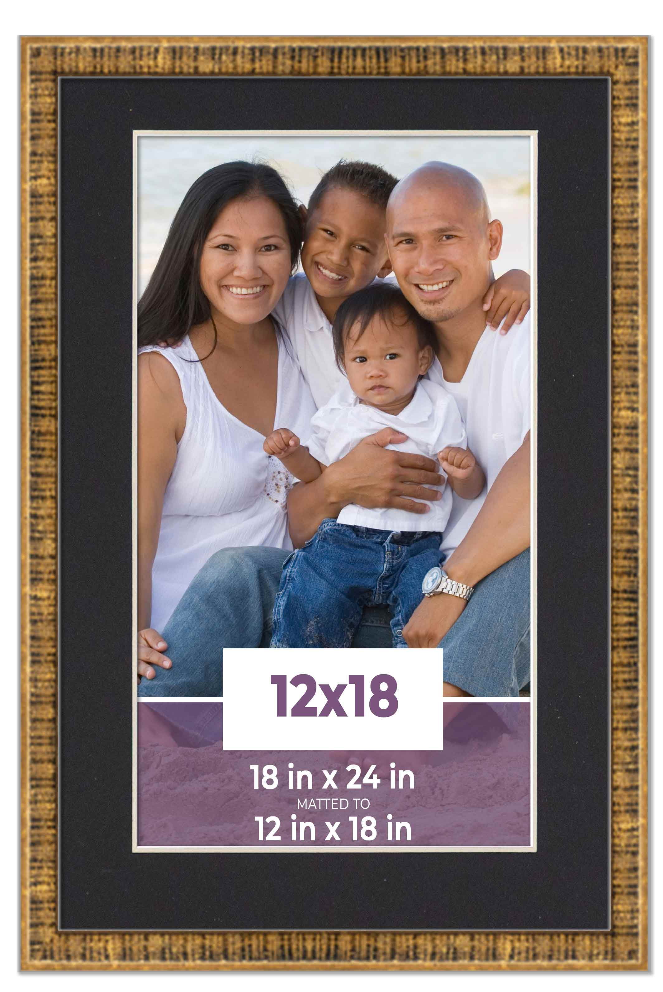 12x18 Frame Gold With Black Picture Mat For 12x18 Photo - Gold 18x24 Frame To Display Print or