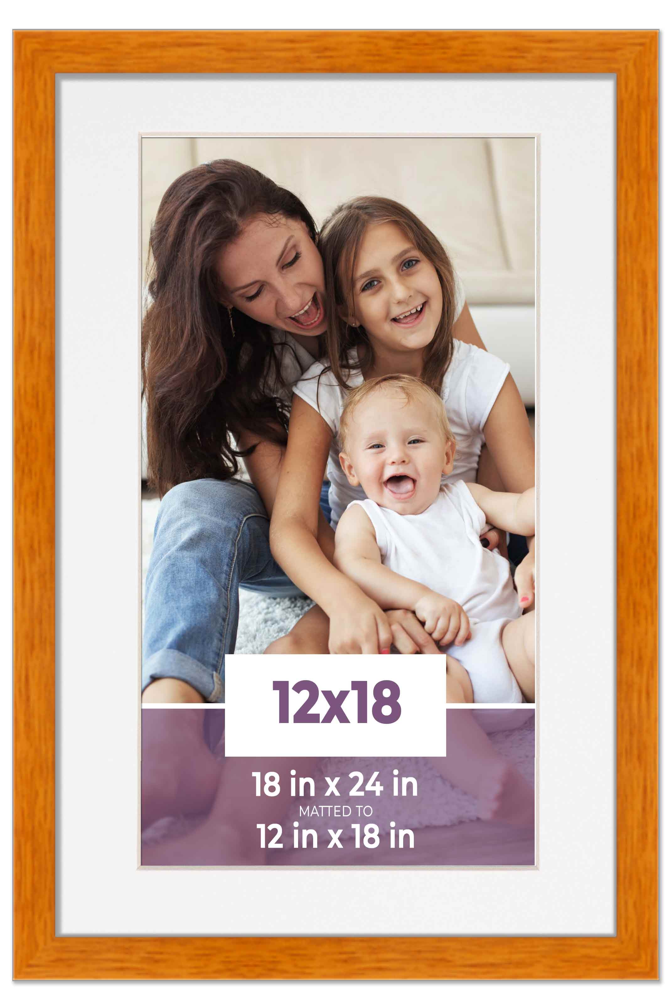 12x18 Frame Honey Pecan With White Picture Mat For 12x18 Photo - Honey Pecan 18x24 Frame To Display