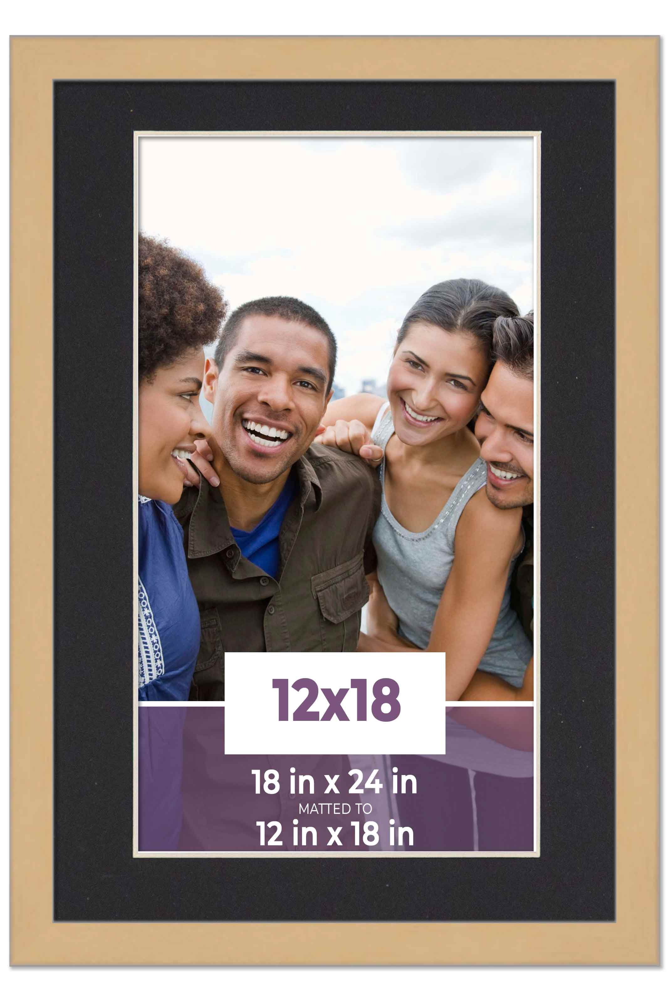12x18 Frame Natural With Black Picture Mat For 12x18 Photo - Natural 18x24 Frame To Display Print