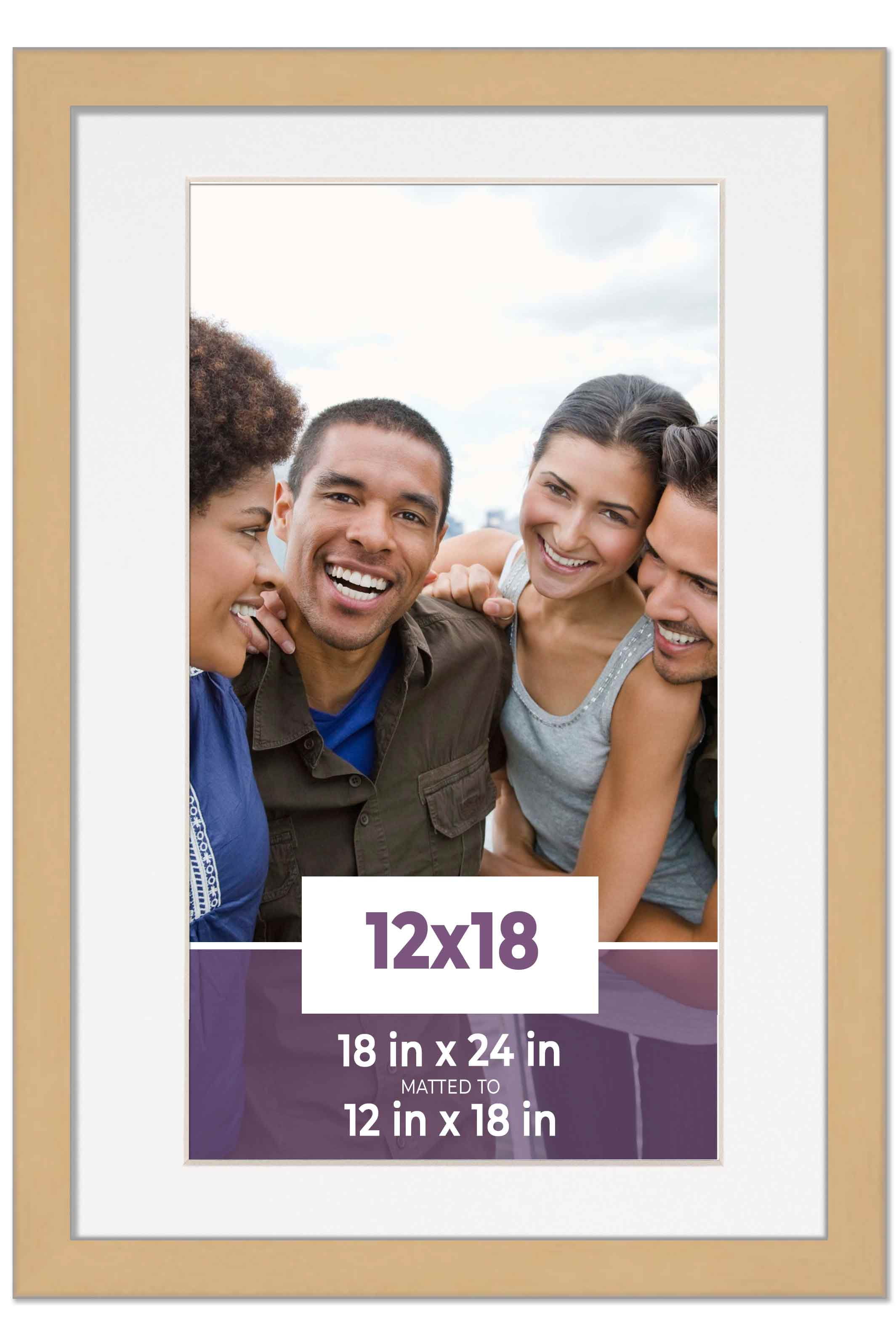 12x18 Frame Natural With White Picture Mat For 12x18 Photo - Natural 18x24 Frame To Display Print