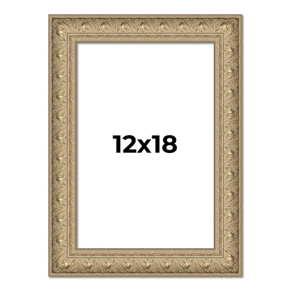 12x18 Frame Ornate Silver Beaded Solid Wood Picture Frame Width 2.5 Inches | Interior Depth 1