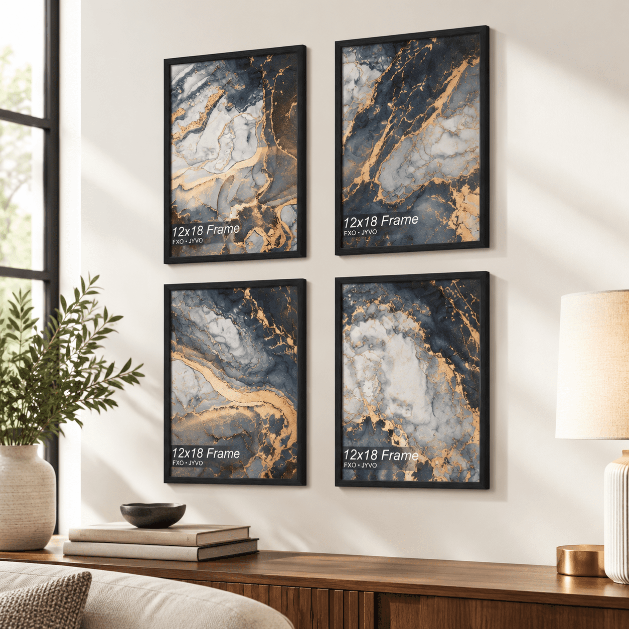 Cocktailes Reception Frame 12x18 Frame Set Of 4 Black Engineered Wood Horizontally/vertically ...