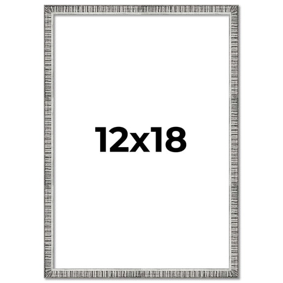 12x18 Frame Silver Grey Distressed Solid Wood Picture Frame | 0.75 Inch Moulding Width | Interior