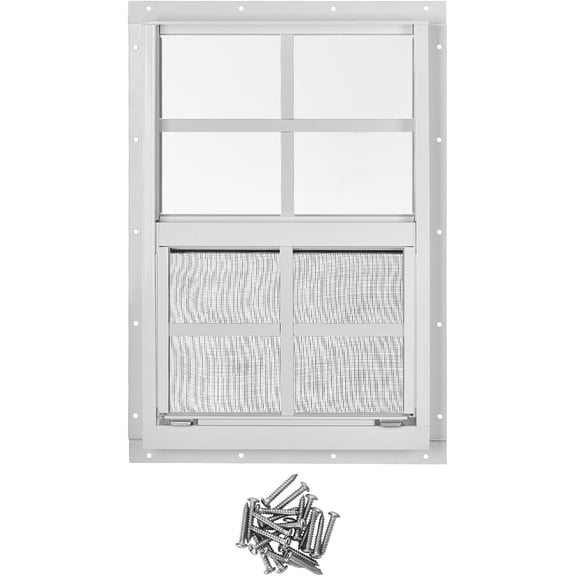 12x18 Inch Aluminum Shed Window, Flush Mount Sliding Window with Tempered Glass and Screen for Ventilation in Shed, Chicken Coop, Playhouse, Garage