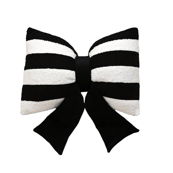 12x18 Inch Bow Pillow Soft Bowknot Shaped Pillows Lumbar Support Pillow with Striped Aesthetic Home Decorative Throw Pillow Cushions for Couch Sofa Bed Living Room Bedroom Decor Pillow, Black