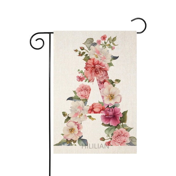 12x18 Inch Family Last Name Garden Flag Double Sided Burlap Monogram Letter S Wild Flower Initial Decor