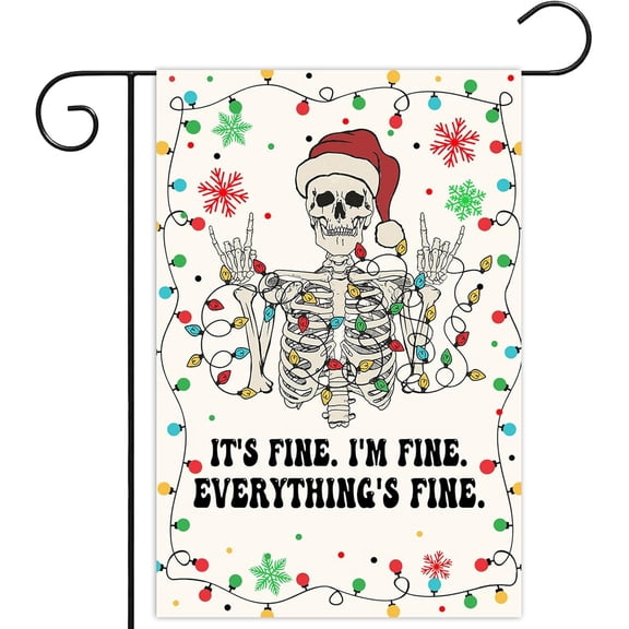 12x18 Inch Funny Skeleton Skull Flag Double Sided Christmas Hippie Outdoor Garden Yard Decor