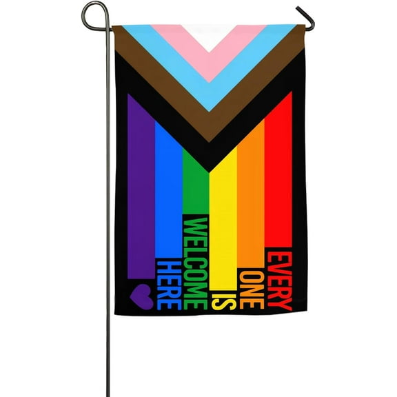12x18 Inch Garden Flags/ Everyone Is Welcome Here Pride Garden Flag/ Double Sided Print Home Flag/ Decoration House Flag Outside Dcor Banners For Lawn Farmhouse Yard Outdoor