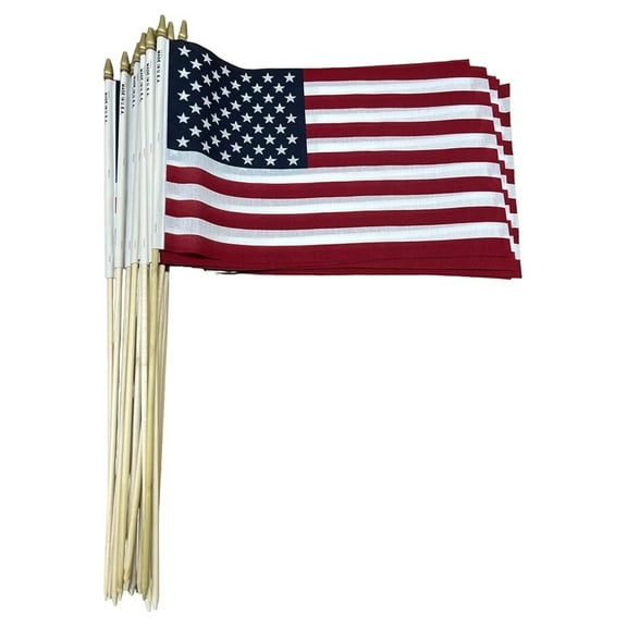 12x18 Inch Heavy Duty US American Hand held Grave Marker Cemetery Stick Flags with Sewn Pole Sleeve and No Fray Edges 30 inch (Pointed Bottom Dowel) for easy ground placement Made in USA (8)