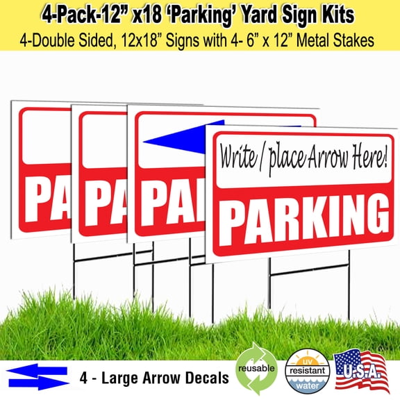 12x18 Parking Lawn Sign Kit with Arrow Stickers (4)