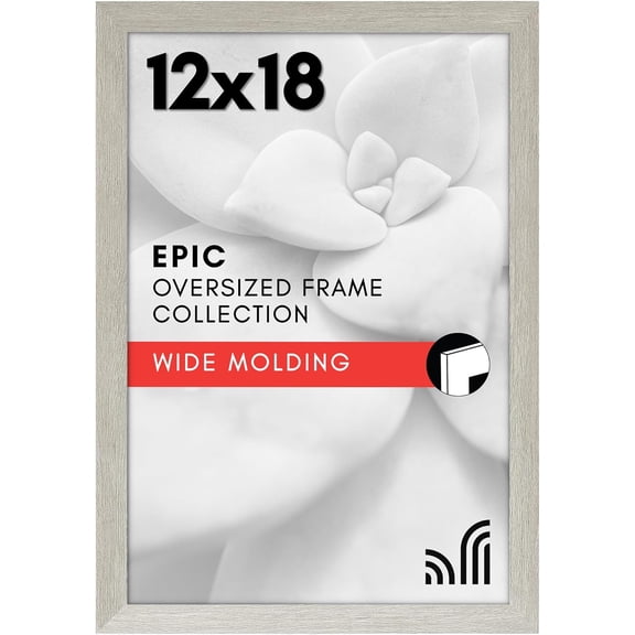 12x18 Poster Frame with Polished Plexiglass - White Picture Frame - Wide Photo Frames Made of Engineered Wood for Vertical or Horizontal Wall Display - Epic Collection - White