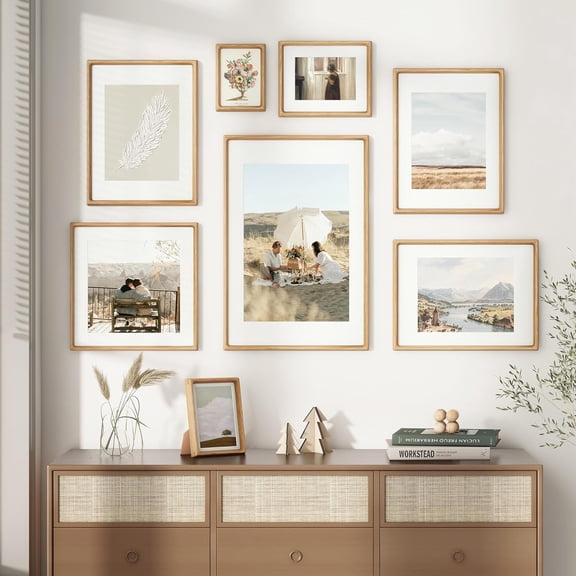 12x18 Poster Frame, USA-Sourced Oak Wood Picture Frame with HD Tempered Glass, Handcrafted Rounded Corner 12 x 18 Wooden Frames Matted to 9x12 Photos, Horizontal or Vertical Wall Display