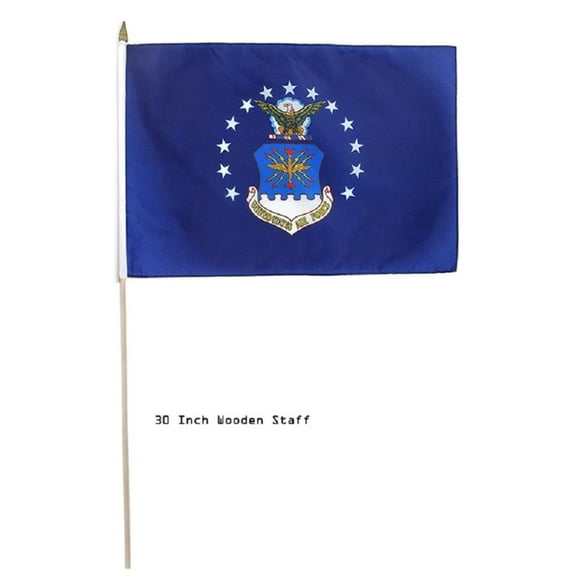 12x18 Wholesale Lot 12 Air Force Emblem USAF Stick Flag 30 wood staff