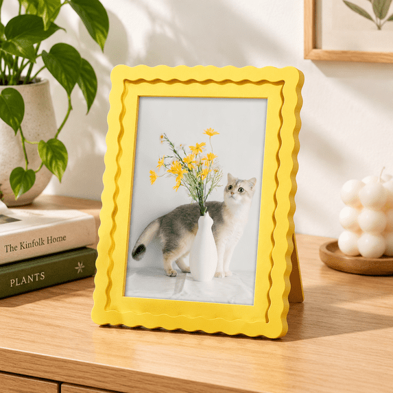 12x18 Yellow Picture Frame With Mat For 11x17 D Wavy Edge Deco Wooden ...
