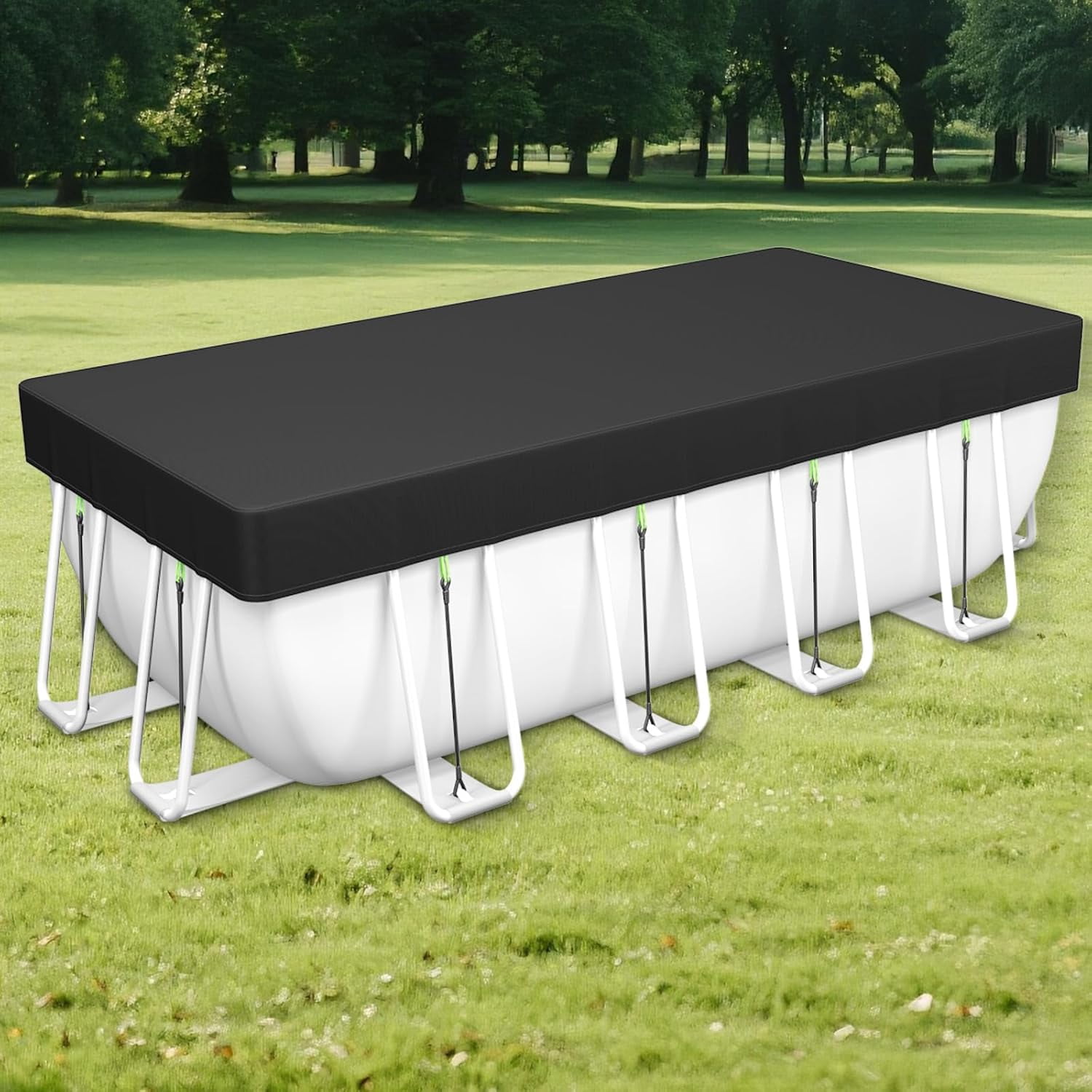 Simple Rectangle Pools 12x18 ft Heavy Duty 420D Rectangle Winter Pool Cover for Above Ground ...