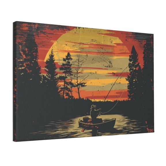 12x18 inch Art Paintings For Wall Fishing Man At Sunset,Bedroom Decor Accessory,Man Cave,Club,Bathroom Wall Art Decor Poster,Gift For Fishing Lovers,Modern Art Fishing Man At Sunset Painting