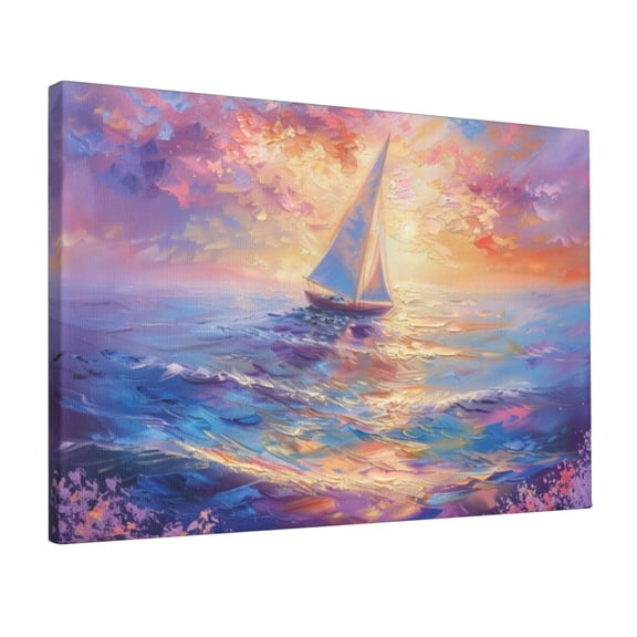 12x18 inch Bathroom Decor Sailboats & Setting Sun Oil PaintingCanvas Wall Art,Home Indoor Bathroom,Kids Room,Studio Paintings Wall Art Prints Decor,Gift For Sailing Enthusiasts,Bedroom Decor