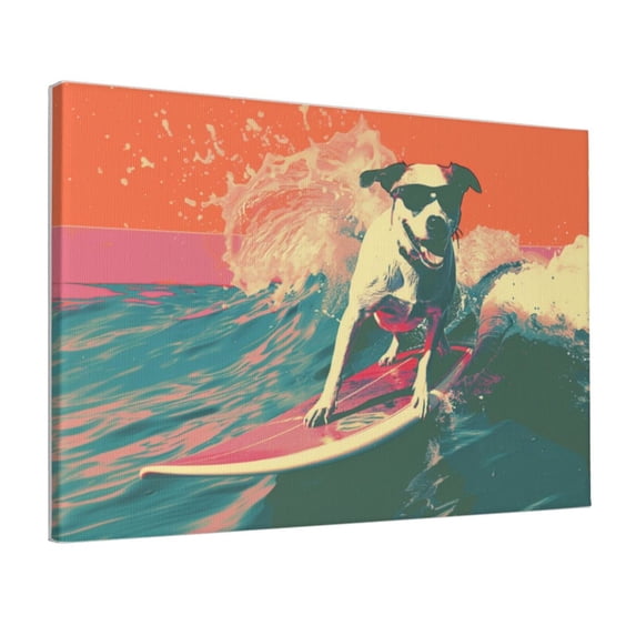 12x18 inch Bathroom Decorative Painting Surfing Puppy,Apartment Bathroom,Cafes,Lounge Wall Decor Canvas Painting,Exquisite Surfing Dog Art Decorative Prints,Gifts For Surfing & Dog Enthusiast