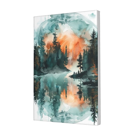12x18 inch Bathroom Wall Art Home Decor Sunset & Lake Water Canvas Frameless Picture,Classic Bathroom,Living Room,Studio Wall Decoration Painting,Modern Style Sunset Lake Water Canvas Poster