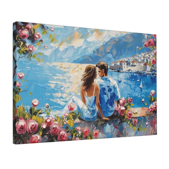 12x18 inch Bedroom Decor Rose Couples & Seas Oil Painting Canvas,Apartment Home Room Living Room,Bedroom Wall Decor Art Poster & Prints,Charm Rose Couples & Seas Canvas Painting Wall Art Gift