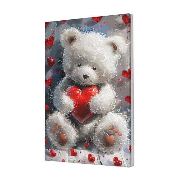 12x18 inch Bedroom Decorative Painting Muppet Bear & Red Heart,Family Children'S Room Decor Accessory,Funny Muppet Beard & Red Heart Decor Prints & Posters,For Bedroom,Cafes,Children'S Room