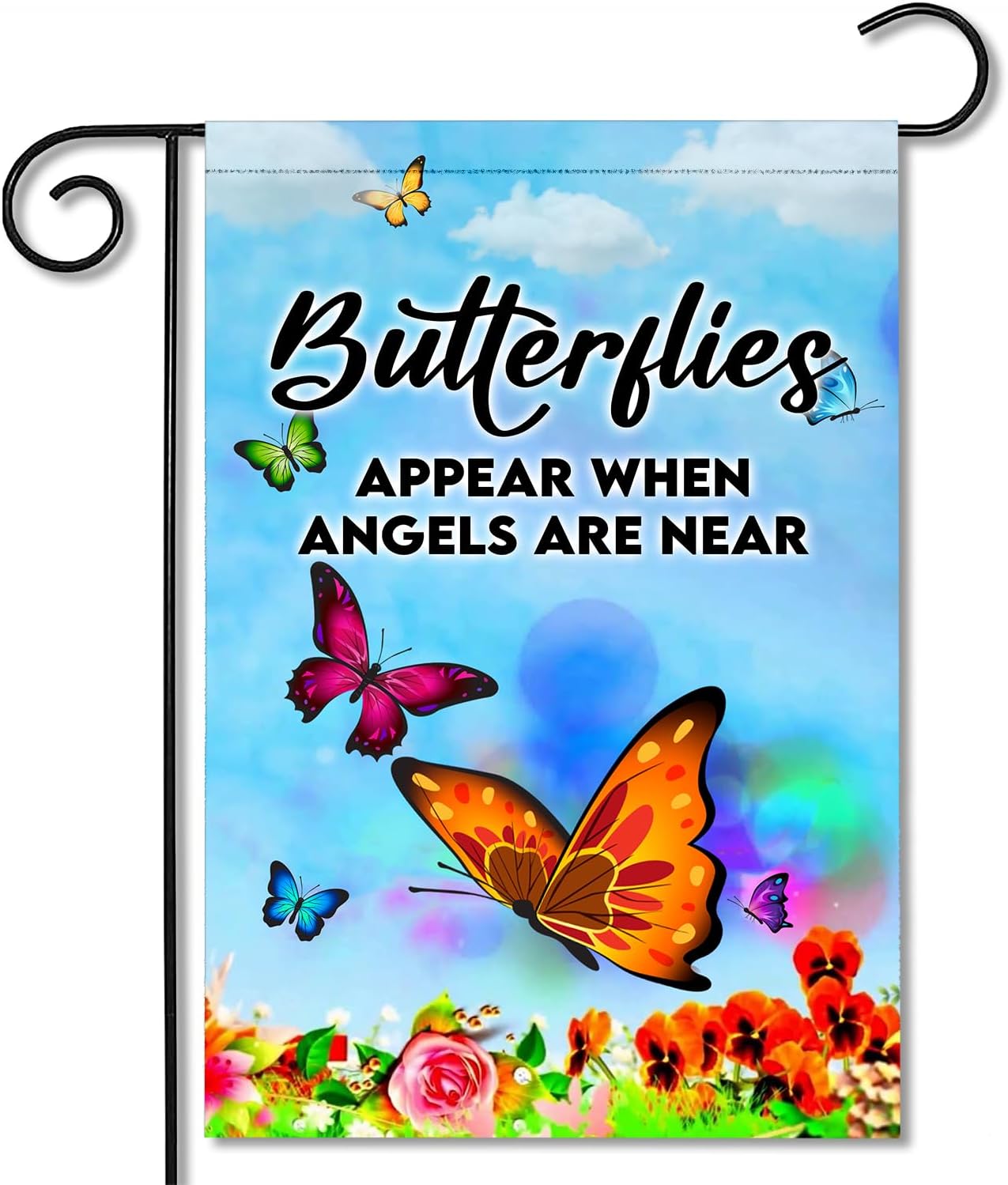 Rustic Wood Box Sign - Butterflies Appear When Angels Are Near, 5x5 Inch, Religious Sympathy Decor