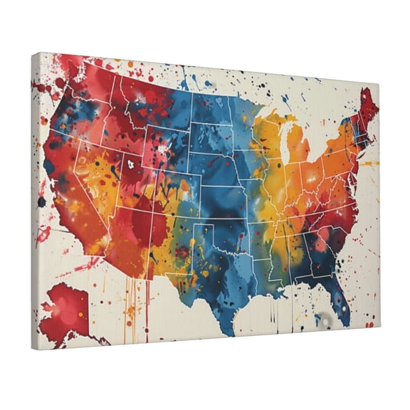 12x18 inch Canvas For Painting Colorful Map Of America Graffiti,Rustic Living Room,Study,Living Room,Kitchen Wall Decor Prints,Gift For Map Lovers,Modern Style Map Of America Graffiti Poster
