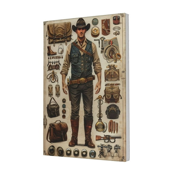 12x18 inch Canvas For Pictures Cowboy Equipment Catalog,Room Decor Foe Men,Indoor Home Bedroom,Man Cave,Tavern,Study Wall Decor Canvas Painting,Classic Cowboy Equipment Poster Painting Prints