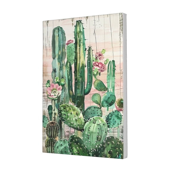 12x18 inch Canvas For Pictures Flowering Cactus,Florists Decor Wall Art Prints,Classic Flowering Cactus Canvas Painting,For Man Cave,Garden,Restaurant,Yard Decor,Gifts For Cactus Enthusiast
