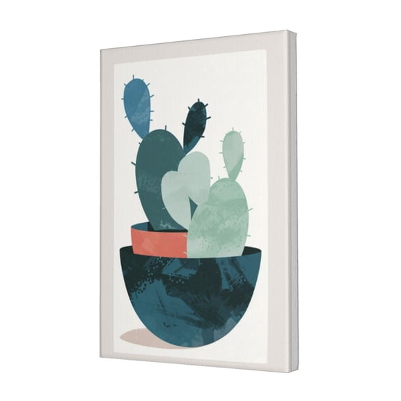 12x18 inch Canvas Frameless Painting Abstract Potted Plant Cactus Decor Poster,Home Decor Garden,Living Room,Office Wall Art Decor,Modern Art Potted Plant Cactus Decoration Paintings Canvas